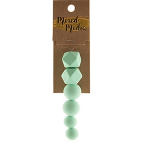 AussieSuperStore Jewellery Making Supplies Mint Silicone Hexagon and Round Beads (in 7 colours) Silicone Hexagon and Round Beads (in 7 colours) | Jewellery Making Beads | Jewellery Making Supplies 9323823200510 MM18027